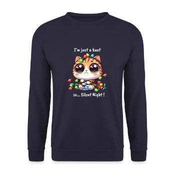 Christmas Cat with Fairy Lights Entanglement - Unisex Sweatshirt - navy - Front - Alina (178cm) & Michal (187cm)