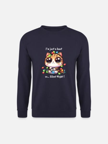 Weihnachtskatze mit Lichterkette-Verhedderung - Unisex Pullover - Navy