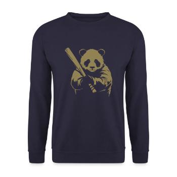 Minimalistische Panda Baseballspieler Silhouette - - Unisex Pullover - Navy - Vorne - Alina (178cm) & Michal (187cm)