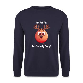 Renne festif « Je ne suis pas gros » - Noël - Sweat-shirt Unisexe - marine - Devant - Alina (178cm) & Michal (187cm)