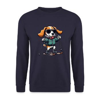 Le chien Beagle comme skieur en hiver - Sweat-shirt Unisexe - marine - Devant - Alina (178cm) & Michal (187cm)