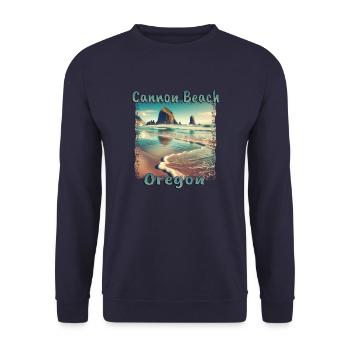 Cannon Beach, Oregon, États-Unis - Vacances reposantes sur le - Sweat-shirt Unisexe - marine - Devant - Alina (178cm) & Michal (187cm)