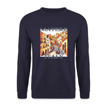 Matera, Italien - Historische Architektur im - Unisex Pullover - Navy - Vorne - Alina (178cm) & Michal (187cm)