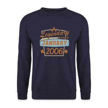 Januar 2006 Geburtstag Sprüche Retro - Unisex Pullover - Navy - Vorne - Alina (178cm) & Michal (187cm)