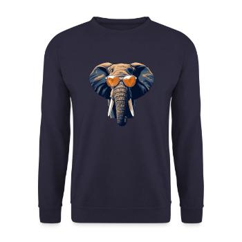 Cool Elephant with Sunglasses – Casual - Unisex Sweatshirt - navy - Front - Alina (178cm) & Michal (187cm)