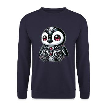 Cyborg Panda : Robot futuriste - Sweat-shirt Unisexe - marine - Devant - Alina (178cm) & Michal (187cm)