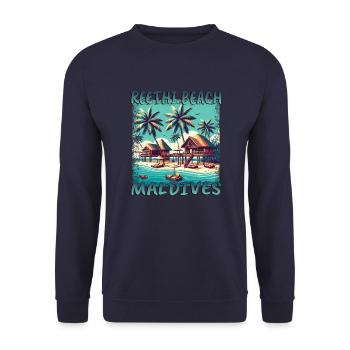 Maldives Reethi Beach Grunge Loisirs - Sweat-shirt Unisexe - marine - Devant - Alina (178cm) & Michal (187cm)
