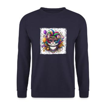 Chat mignon Mardi Gras multicolore ballons masque Grunge - Sweat-shirt Unisexe - marine - Devant - Alina (178cm) & Michal (187cm)