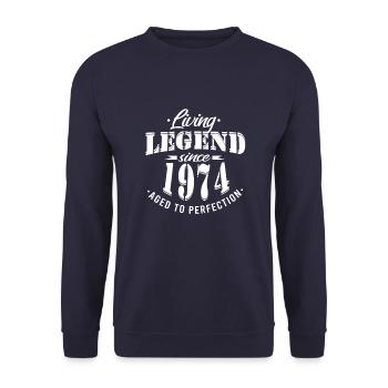 Lebende Legende seit 1974 - Unisex Pullover - Navy - Vorne - Alina (178cm) & Michal (187cm)