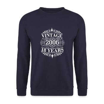 18e anniversaire Hommes Femmes Vintage - Sweat-shirt Unisexe - marine - Devant - Alina (178cm) & Michal (187cm)