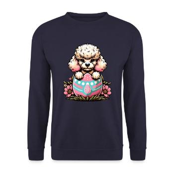 Easter Egg Easter Egg Dog Poodle Hatches From The Egg - Unisex Sweatshirt - navy - Front - Alina (178cm) & Michal (187cm)