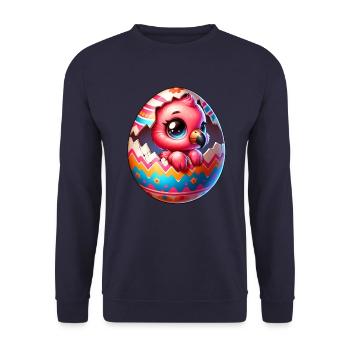 Magical Easter Flamingo Hatches from Egg - Unisex Sweatshirt - navy - Front - Alina (178cm) & Michal (187cm)