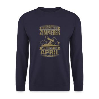 Zimmerer Geburtstag April - Unisex Pullover - Navy - Vorne - Alina (178cm) & Michal (187cm)