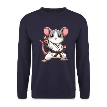 Maus Ratte Karate japanische Kampfkunst Kampfsport - Unisex Pullover - Navy - Vorne - Alina (178cm) & Michal (187cm)