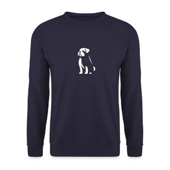 Mops Silhouette Ehrfürchtig Haustier Hund Minimali - Unisex Pullover - Navy - Vorne - Alina (178cm) & Michal (187cm)