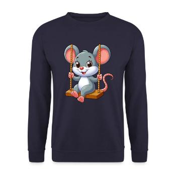 Cute mouse rat swings on a playground Car - Unisex Sweatshirt - navy - Front - Alina (178cm) & Michal (187cm)
