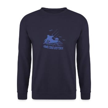 Kitesurfer Kind Ostsee Kiten Silhouette Meer - Unisex Pullover - Navy - Vorne - Alina (178cm) & Michal (187cm)