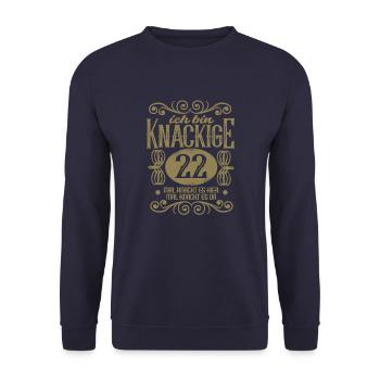 Knackige 22 Geburtstag Jubiläum - Unisex Pullover - Navy - Vorne - Alina (178cm) & Michal (187cm)