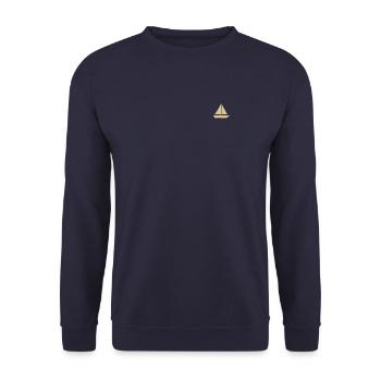Minimalist Sailing Dinghy Silhouette Captain - Unisex Sweatshirt - navy - Front - Alina (178cm) & Michal (187cm)