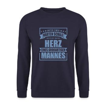 Starke Schale großes Herz Ehemann Vater - Unisex Pullover - Navy - Vorne - Alina (178cm) & Michal (187cm)