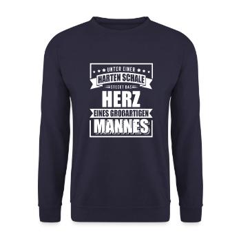 Starke Schale großes Herz Ehemann Vater - Unisex Pullover - Navy - Vorne - Alina (178cm) & Michal (187cm)