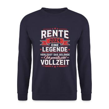 Pension 2024 Retirement Pensioner Gift - Unisex Sweatshirt - navy - Front - Alina (178cm) & Michal (187cm)