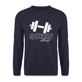 REINE de la salle de gym style haltère blanc - Sweat-shirt Unisexe - marine - Devant - Alina (178cm) & Michal (187cm)