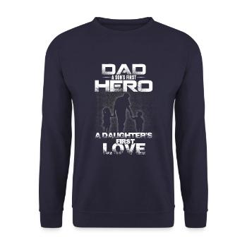 Un premier héros fils A Daughters First Love - Sweat-shirt Unisexe - marine - Devant - Alina (178cm) & Michal (187cm)