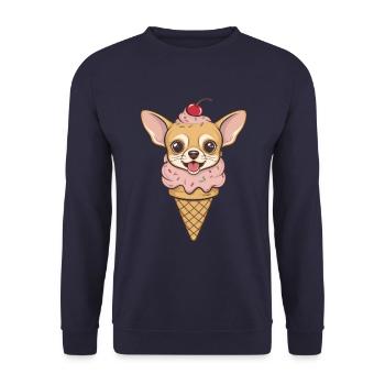 Sweet Chihuahua as waffle cream - Unisex Sweatshirt - navy - Front - Alina (178cm) & Michal (187cm)