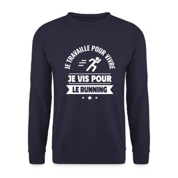 travaille pour vivre, je vis pour courir,running - Sweat-shirt Unisexe - marine - Devant - Alina (178cm) & Michal (187cm)