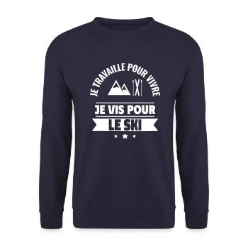 Cadeau parfait pour skieur passionné de montagne - Sweat-shirt Unisexe - marine - Devant - Alina (178cm) & Michal (187cm)