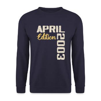 Birthday 21 Years April 2003 Birthday Gift - Unisex Sweatshirt - navy - Front - Alina (178cm) & Michal (187cm)