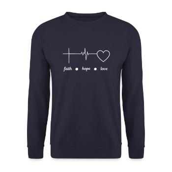 faith hope love - Unisex Pullover - Navy - Vorne - Alina (178cm) & Michal (187cm)