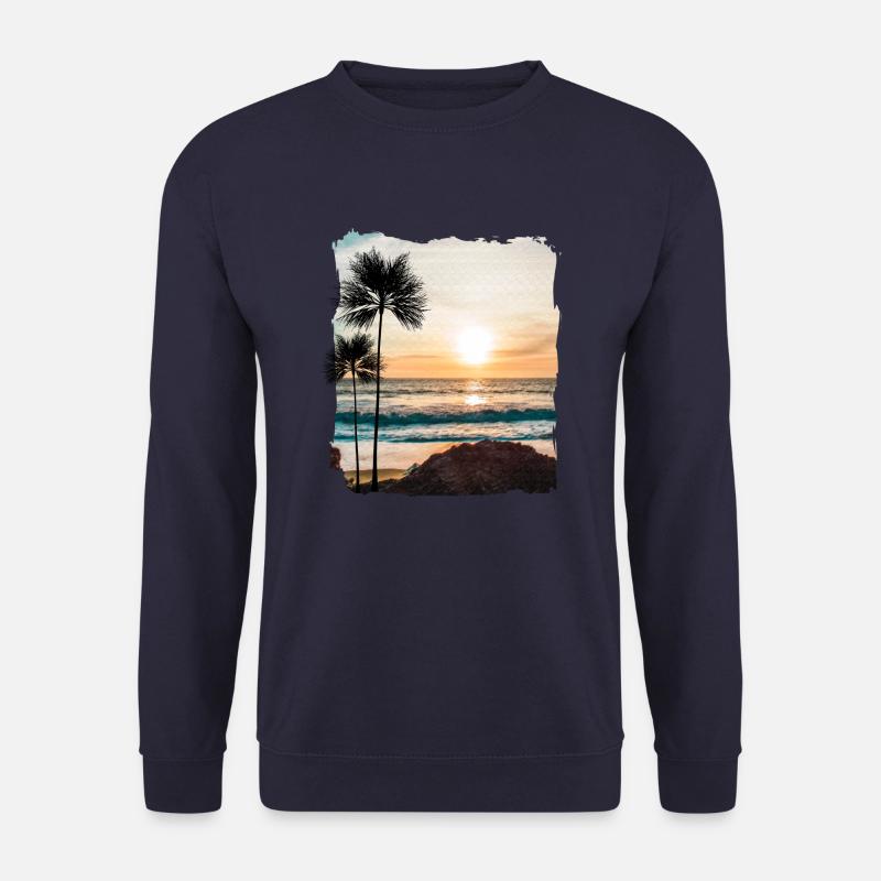Coucher de soleil avec des palmiers - Sweat-shirt Unisexe - marine