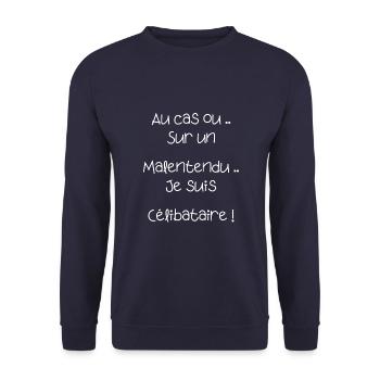 Au cas ou sur un malentendu je suis célibataire - Sweat-shirt Unisexe - marine - Devant - Alina (178cm) & Michal (187cm)