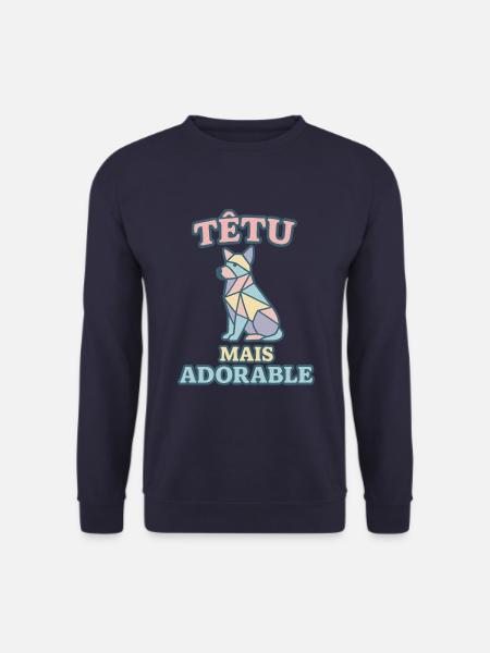 Têtu mais adorable – Chien géométrique pastel - Sweat-shirt Unisexe - marine