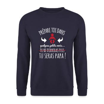 Annonce grossese paternité futur papa et sommeil - Sweat-shirt Unisexe - marine - Devant - Alina (178cm) & Michal (187cm)