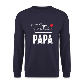 Futur papa coeur rouge annonce grossese paternité - Sweat-shirt Unisexe - marine - Devant - Alina (178cm) & Michal (187cm)