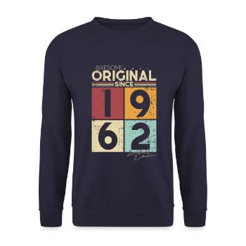 Original 1962 Jahrgang Vintage Geburtstag Geschenk - Unisex Pullover - Navy - Vorne - Alina (178cm) & Michal (187cm)