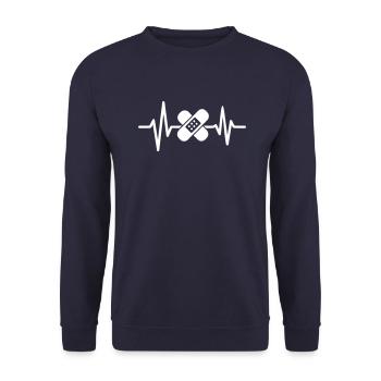 Battement Cœur Infirmier - Sweat-shirt Unisexe - marine - Devant - Alina (178cm) & Michal (187cm)