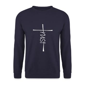 Croix - foi en Jésus, confiance en Dieu - Sweat-shirt Unisexe - marine - Devant - Alina (178cm) & Michal (187cm)