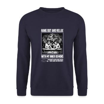 Passer du temps avec mes démons intérieurs - Sweat-shirt Unisexe - marine - Devant - Alina (178cm) & Michal (187cm)