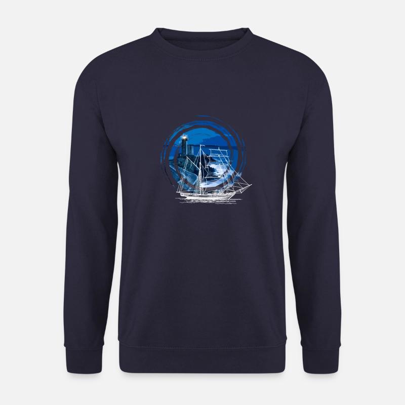 Ship in front of a lighthouse - Unisex Sweatshirt - navy