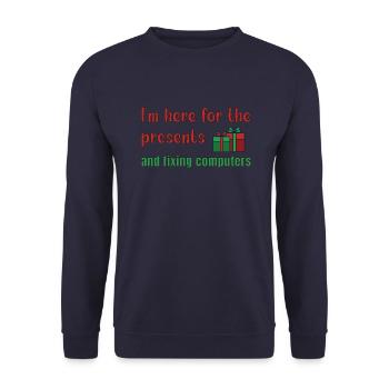 Je suis là pour les cadeaux de Noël - Noël - Ordinateur - Sweat-shirt Unisexe - marine - Devant - Alina (178cm) & Michal (187cm)