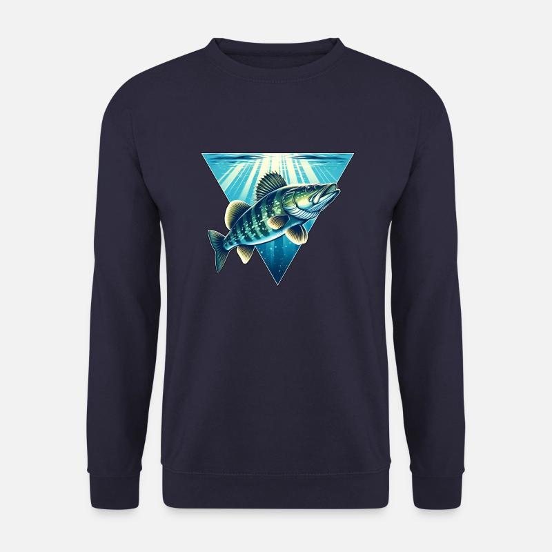 Zander Angeln Fischen Raubfisch - Unisex Pullover - Navy