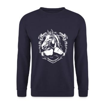 Pferd Boxer Boxen MMA - Unisex Pullover - Navy - Vorne - Alina (178cm) & Michal (187cm)