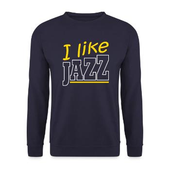 Ich mag Jazz - Unisex Pullover - Navy - Vorne - Alina (178cm) & Michal (187cm)