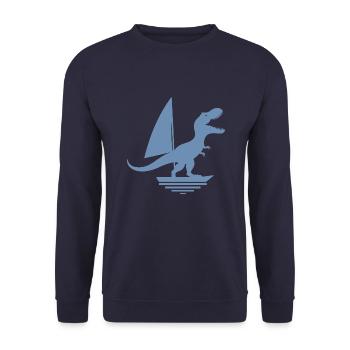 Dinosaur T-Rex Sailboat Silhouette minimalisti - Unisex Sweatshirt - navy - Front - Alina (178cm) & Michal (187cm)