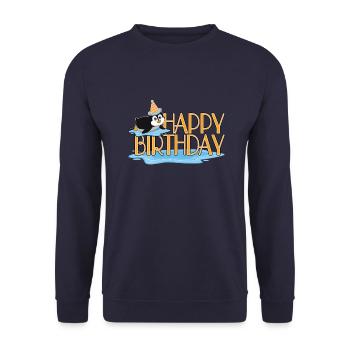 Anniversaire pingouin - Sweat-shirt Unisexe - marine - Devant - Alina (178cm) & Michal (187cm)