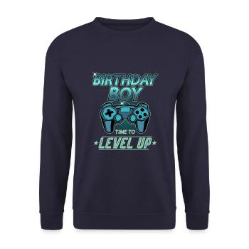 Birthday Boy Birthday Boys Men Gaming - Unisex Sweatshirt - navy - Front - Alina (178cm) & Michal (187cm)
